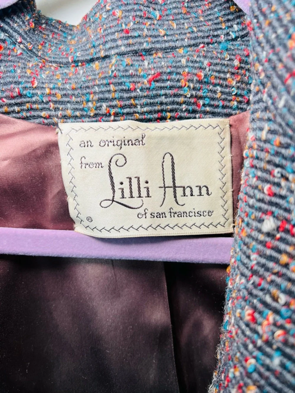 Vintage 1960s Lilli Ann Tweed Swing Coat M-XL - Picture 5 of 11